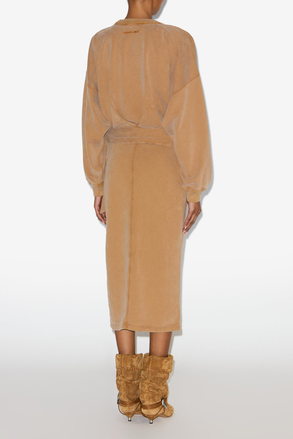 Vestido tipo sudadera largo sandrina de punto drapeado - Caramel - Woman - 4