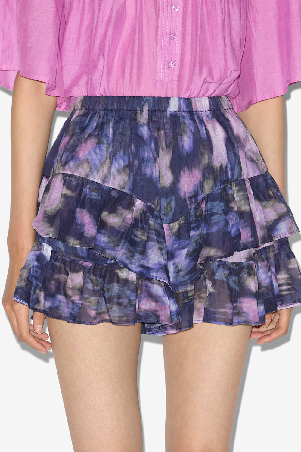 Jocadia プリント入りコットンボイル フリル付きショートパンツ - Purple-lilac - Woman - 4