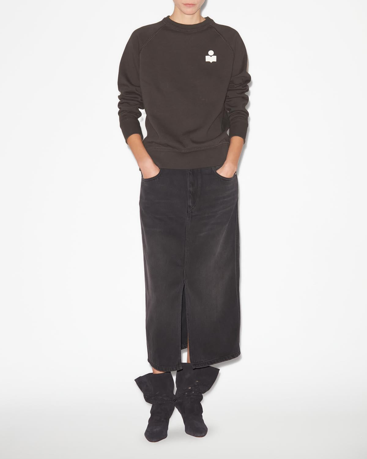 Felpa in cotone con logo - Faded black-ecru - Woman - 1