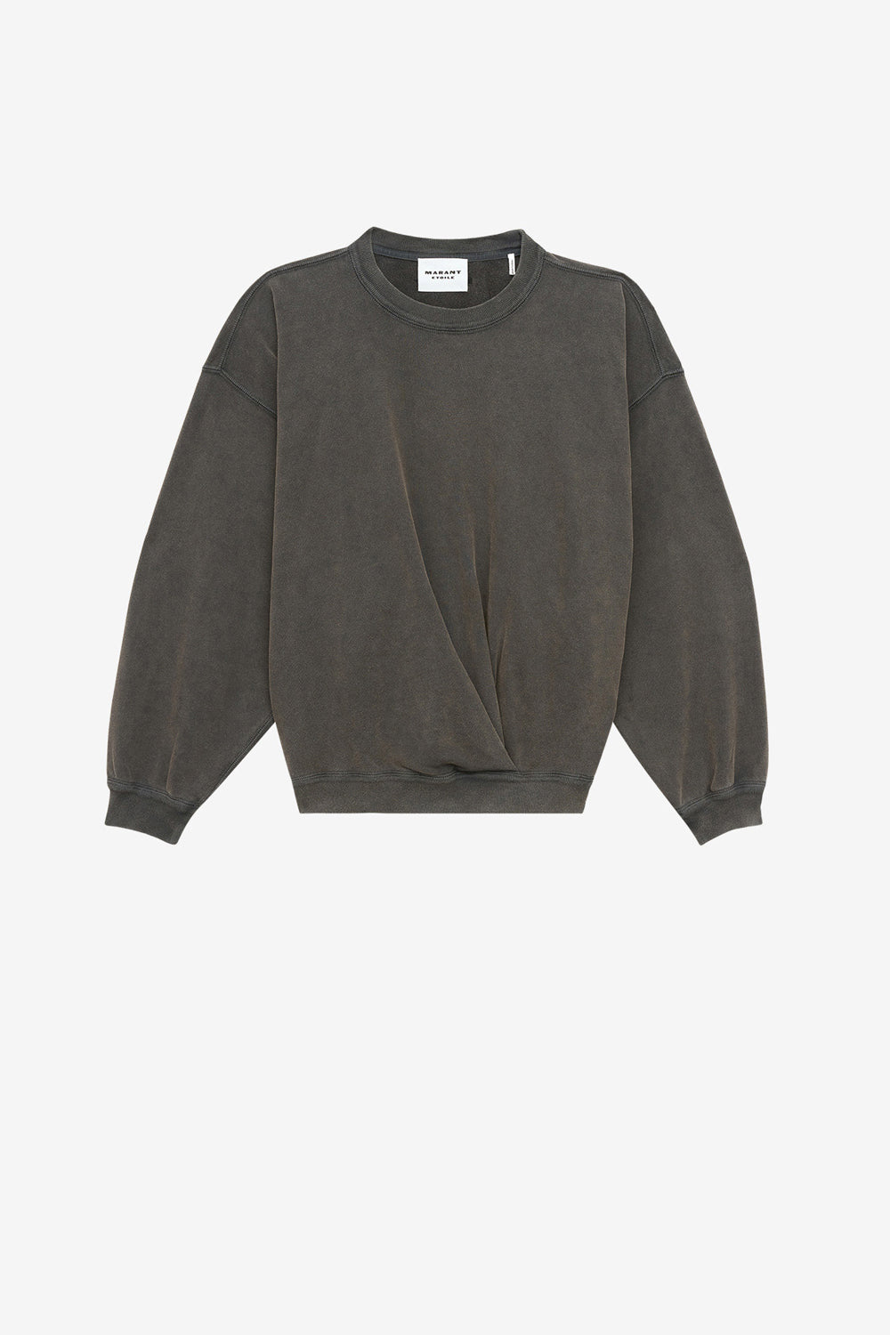 Sudadera sauria de algodón desgastado - Negro lavado - Woman - 1
