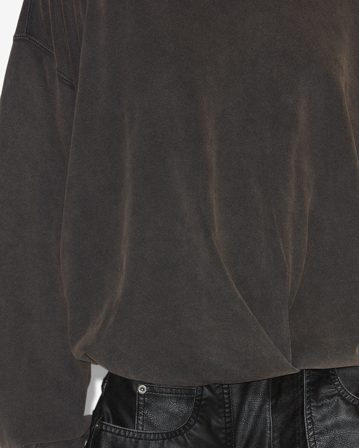 Sudadera sauria de algodón desgastado - Negro lavado - Woman - 2
