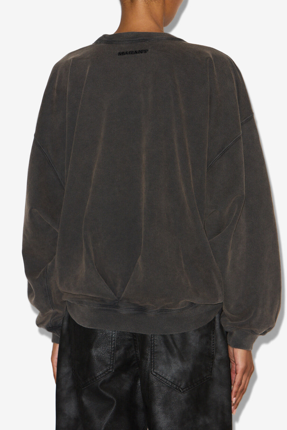 Sudadera sauria de algodón desgastado - Negro lavado - Woman - 5