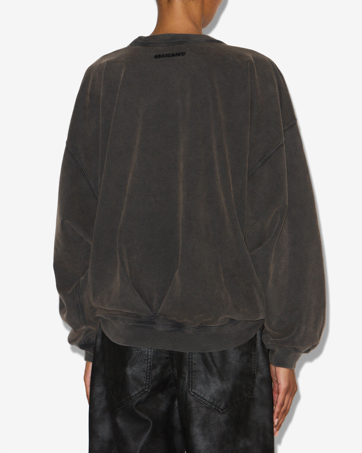 Sudadera sauria de algodón desgastado - Negro lavado - Woman - 4