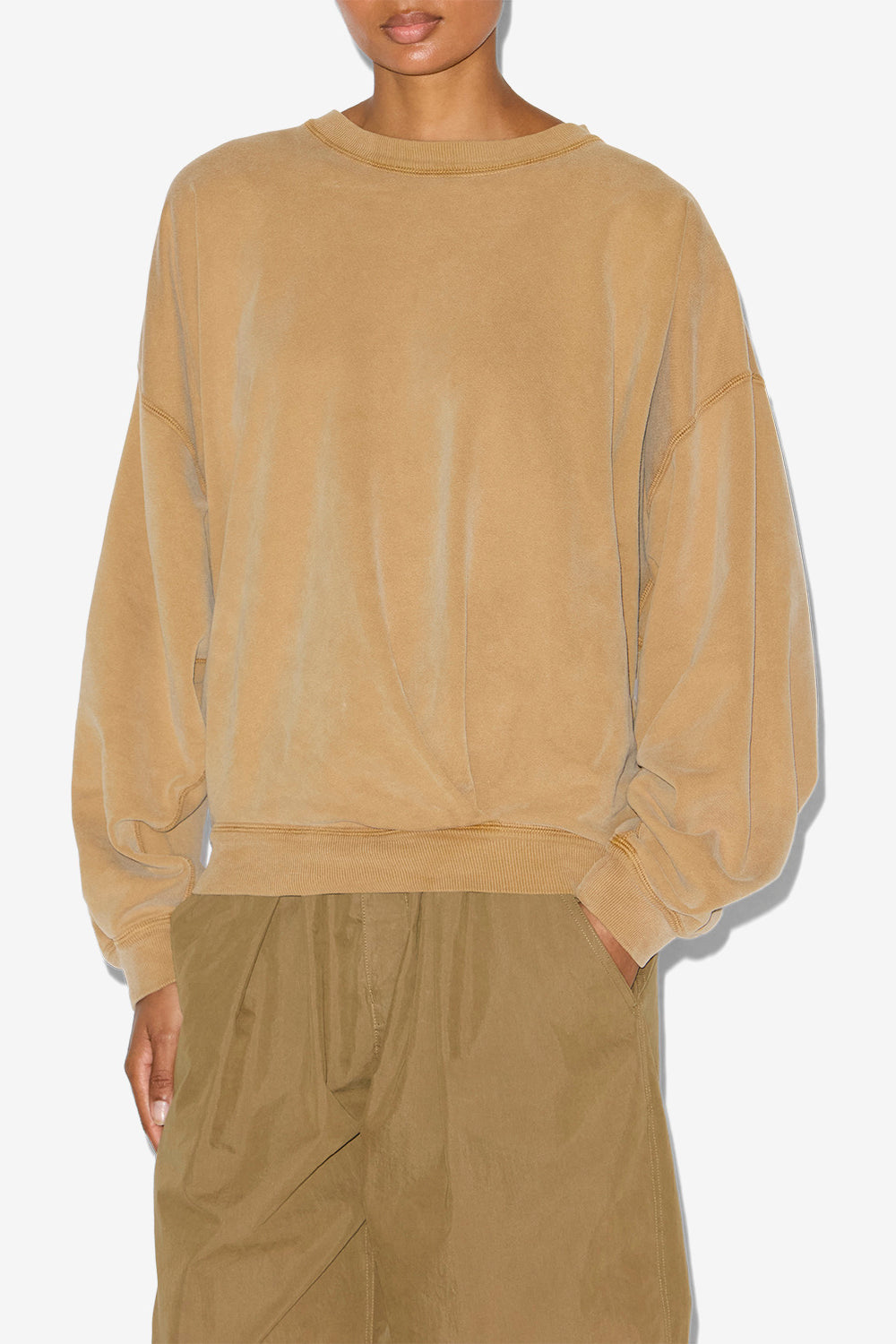 Sweatshirt sauria aus verwaschener baumwolle - Caramel - Woman - 3