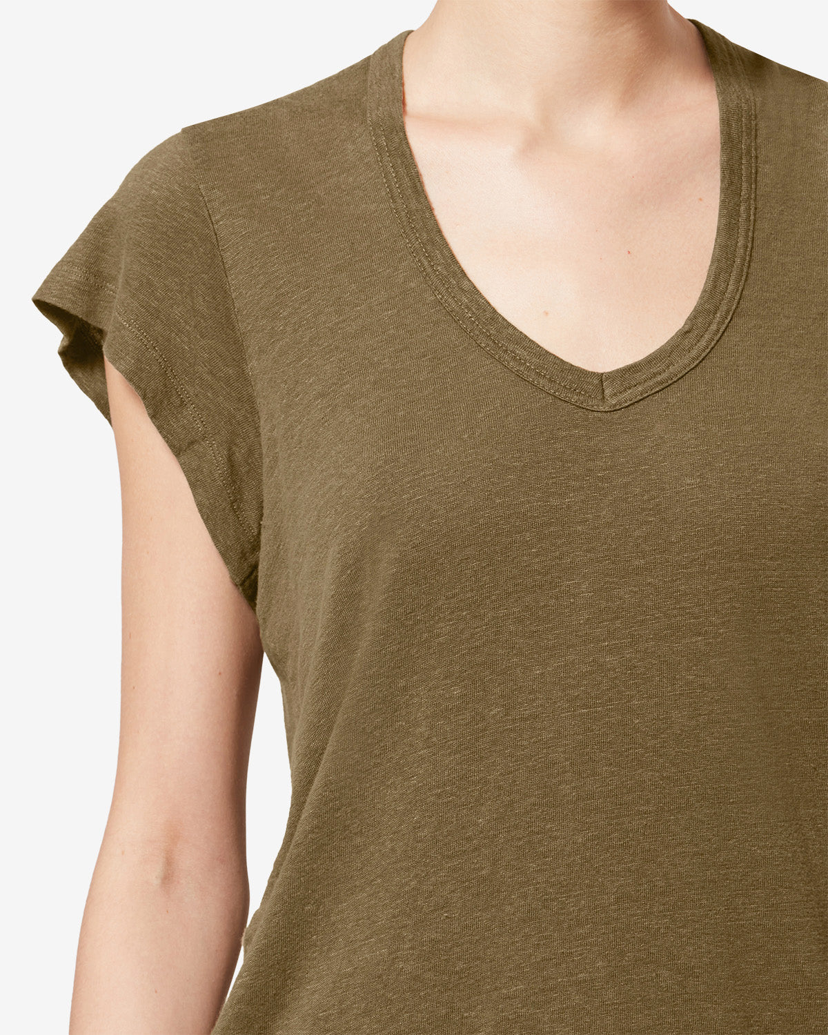 Kurzarm-t-shirt zankou aus leinen - Dark khaki - Woman - 2