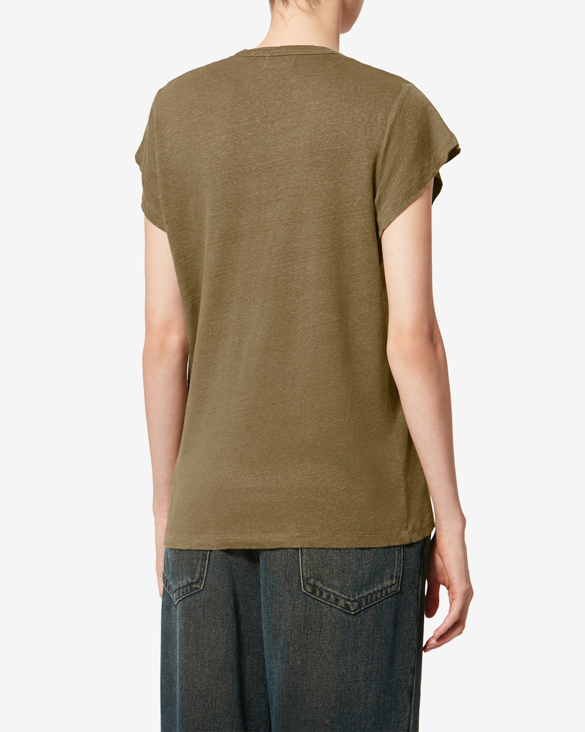 Kurzarm-t-shirt zankou aus leinen - Dark khaki - Woman - 4