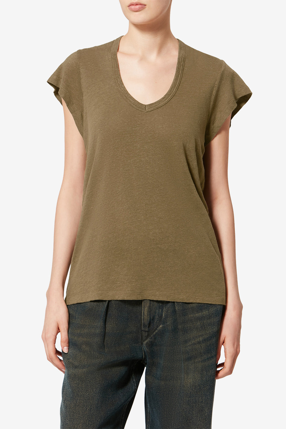 Zankou short-sleeve linen t-shirt - Dark khaki - Woman - 4