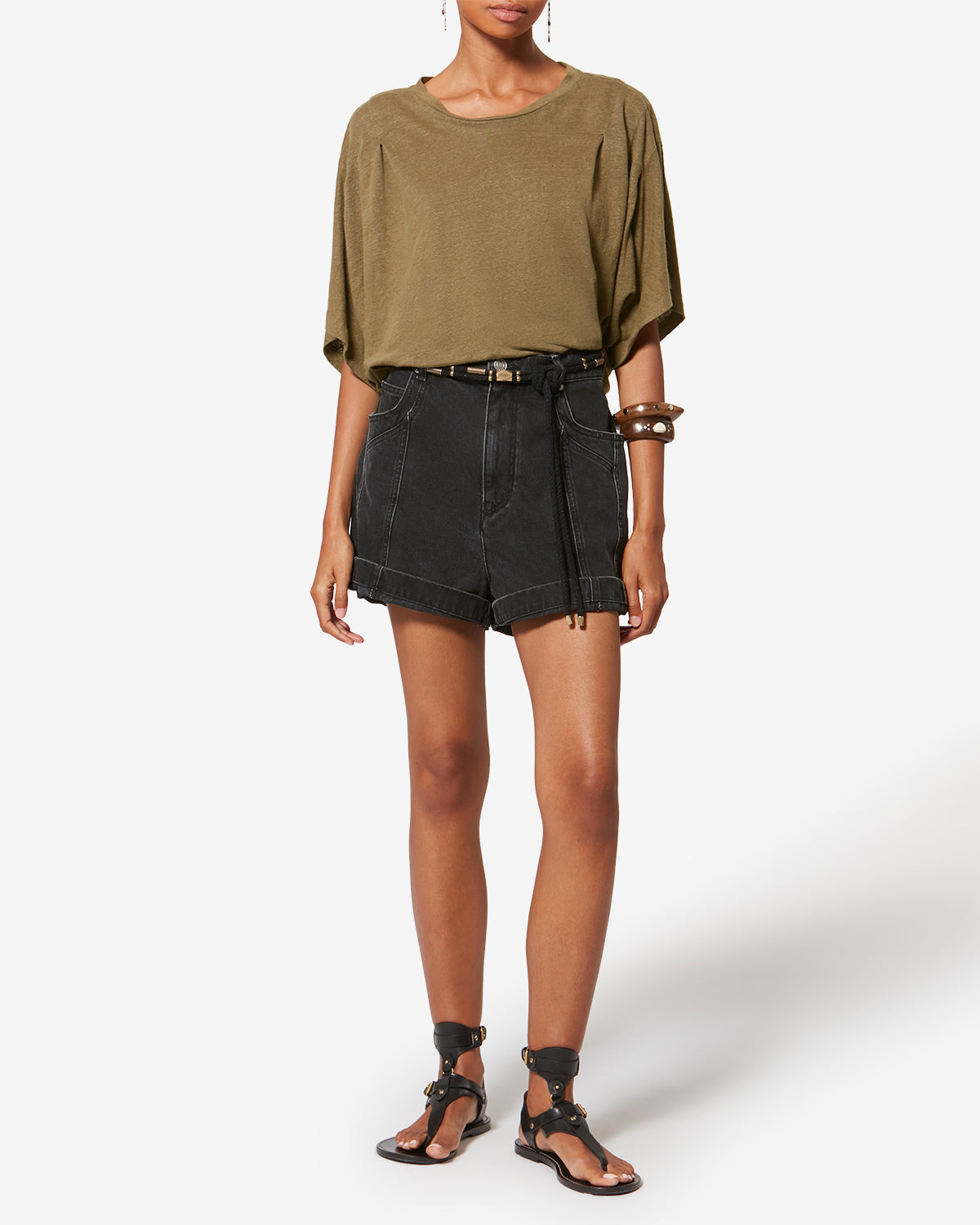 Camiseta kyanza de lino - Dark khaki - Woman - 1