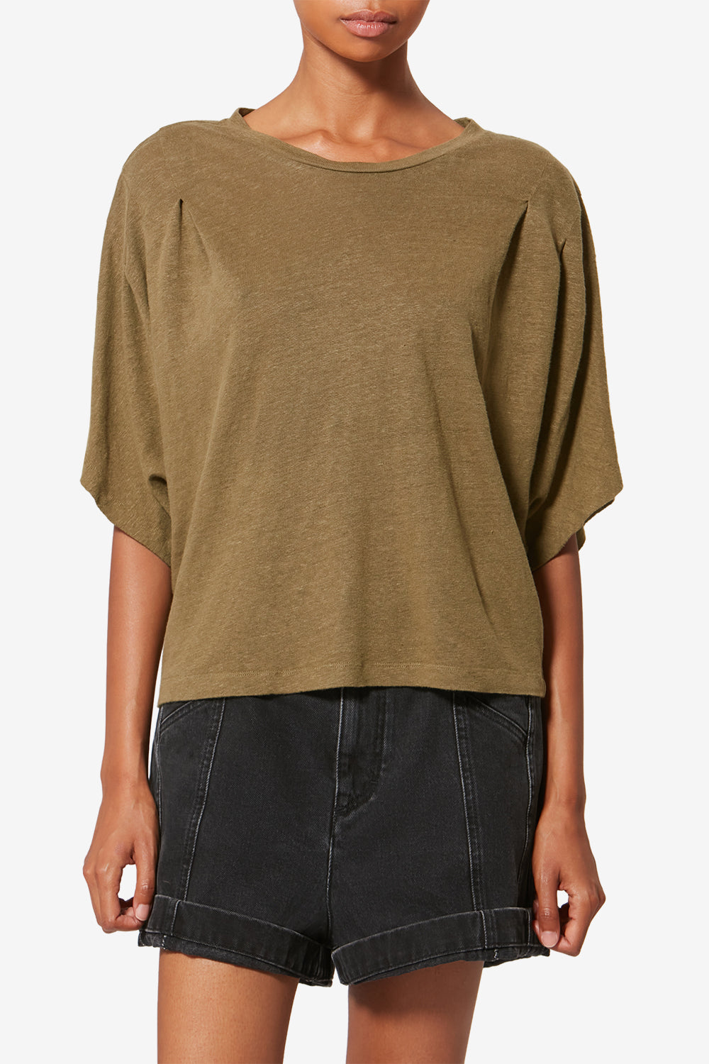 Kyanza linen t-shirt - Dark khaki - Woman - 4