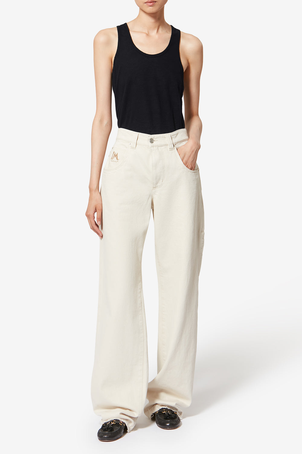 Thea striped linen t-shirt - Black - Woman - 2