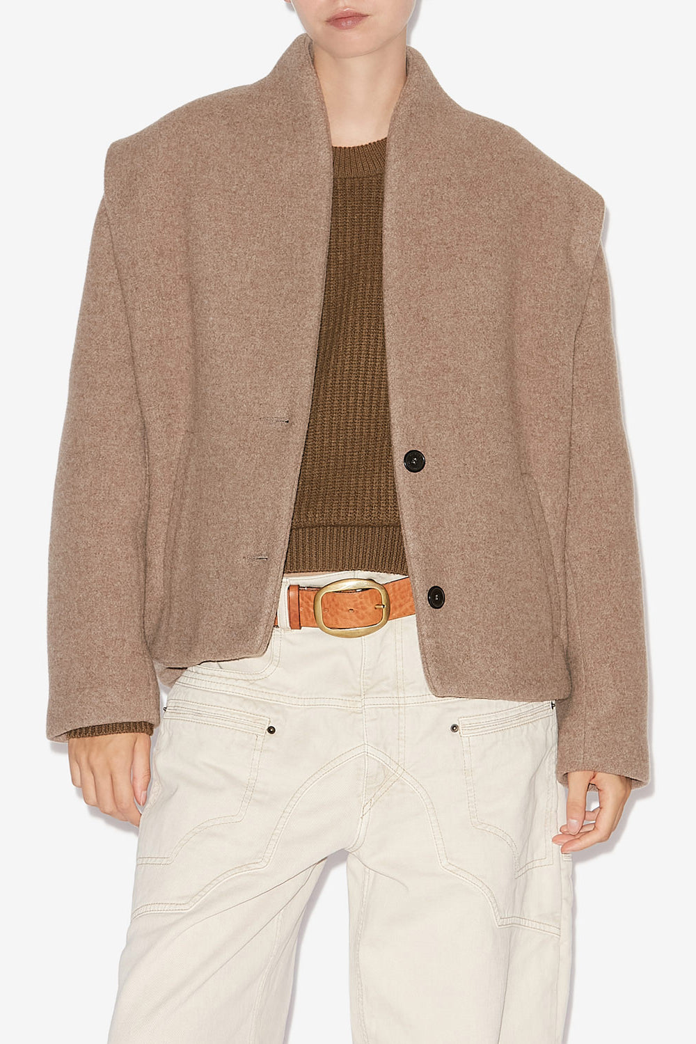 Chaqueta de traje de mezcla de lana drogo - Taupe - Woman - 4