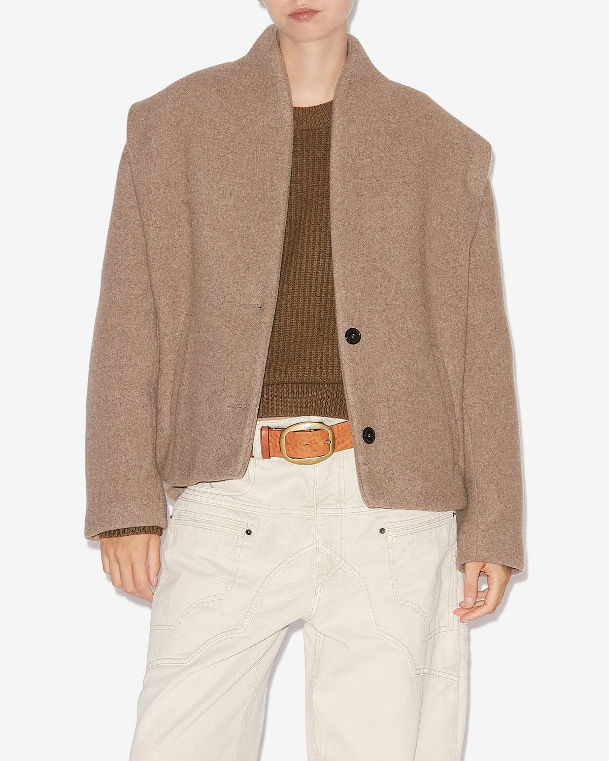 Chaqueta de traje de mezcla de lana drogo - Taupe - Woman - 3