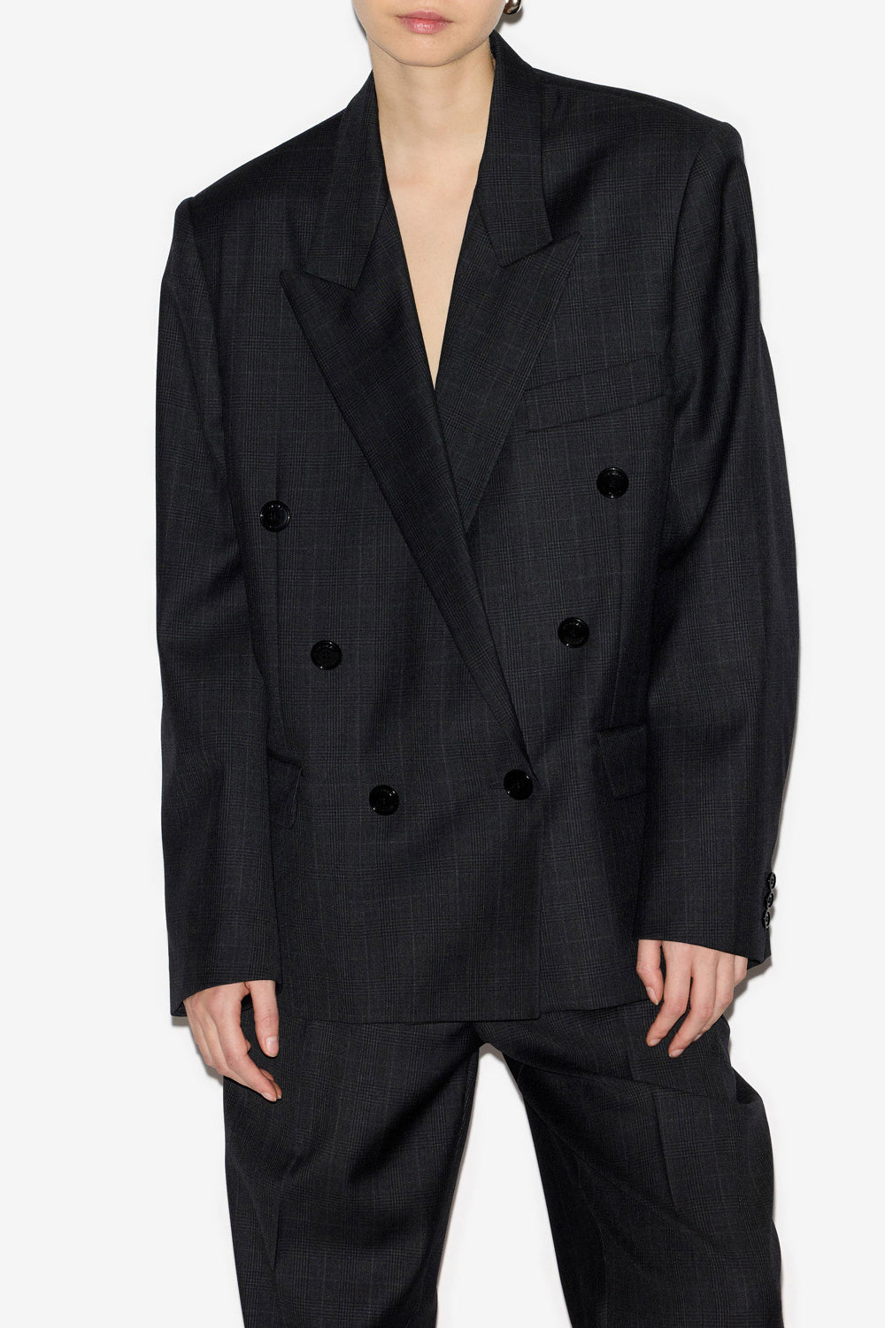 Giacca sartoriale klero in lana principe di galles - Anthracite - Woman - 4