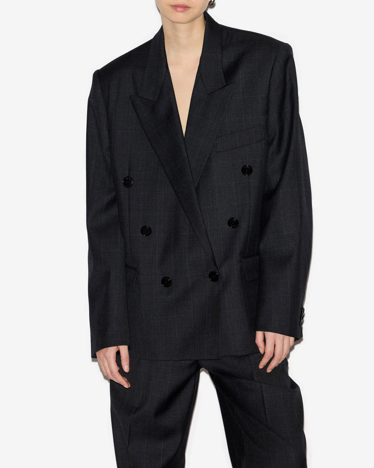Klero glen plaid wool suit jacket - Anthracite - Woman - 3