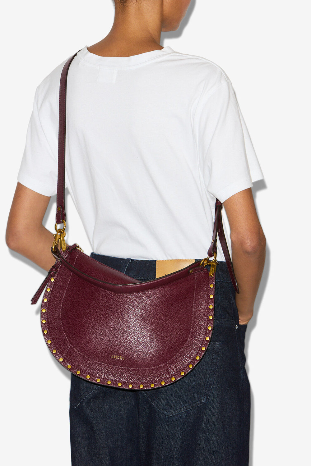 Schultertasche oskan soft zip aus leder - Bordeaux - Woman - 5