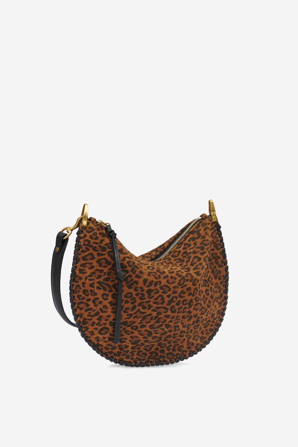 Tasche oskan soft zip aus bedrucktem veloursleder - Leopard - Woman - 5