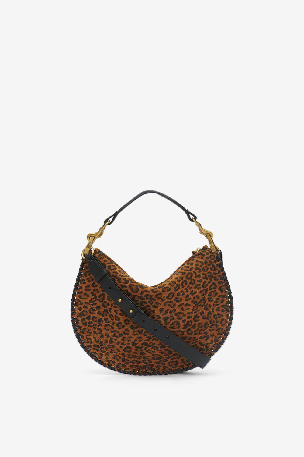 Tasche oskan soft zip aus bedrucktem veloursleder - Leopard - Woman - 1