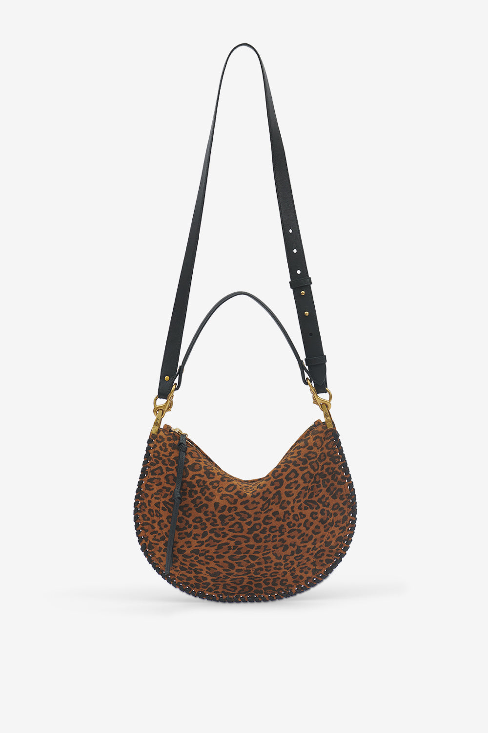 Tasche oskan soft zip aus bedrucktem veloursleder - Leopard - Woman - 6