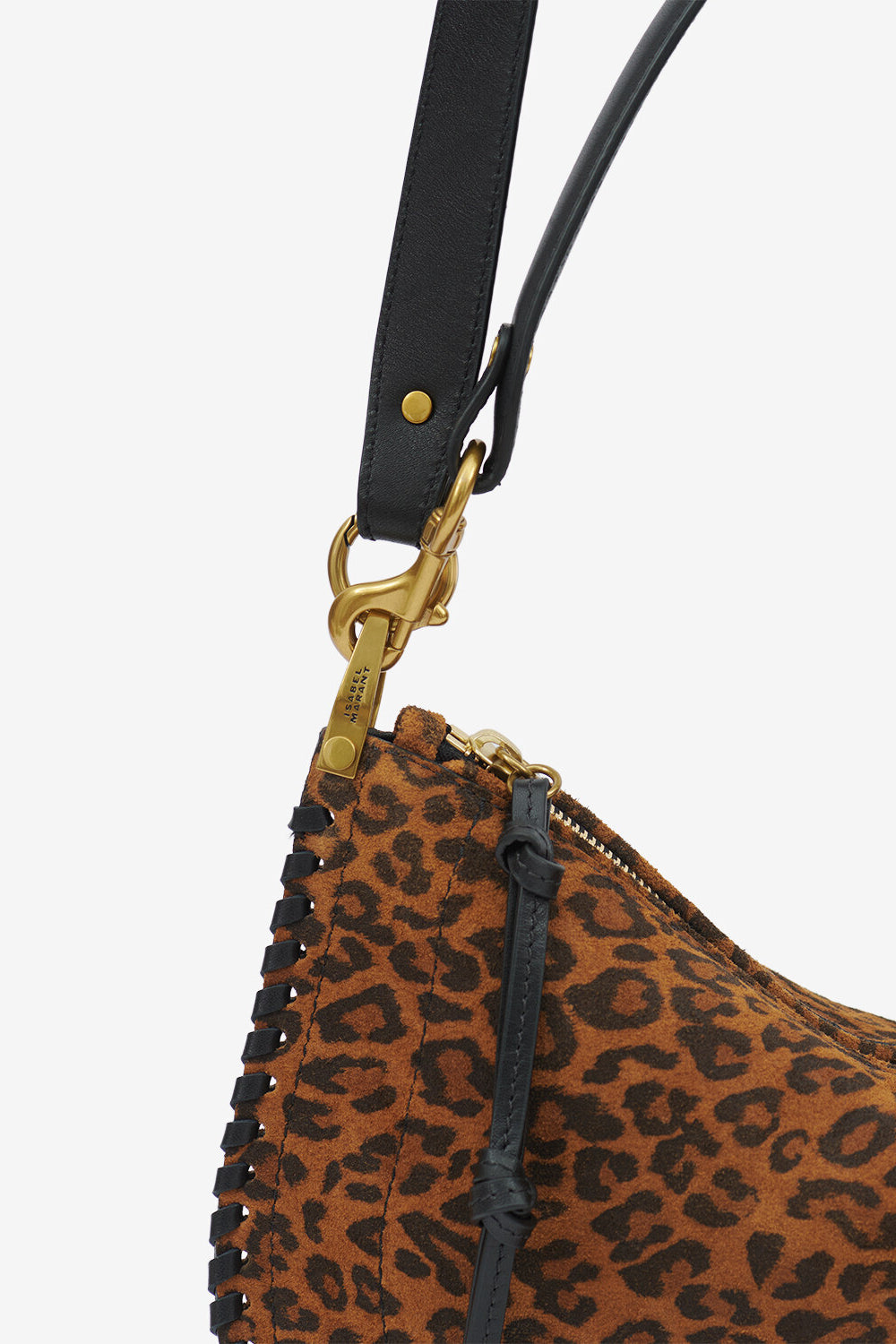 Tasche oskan soft zip aus bedrucktem veloursleder - Leopard - Woman - 4