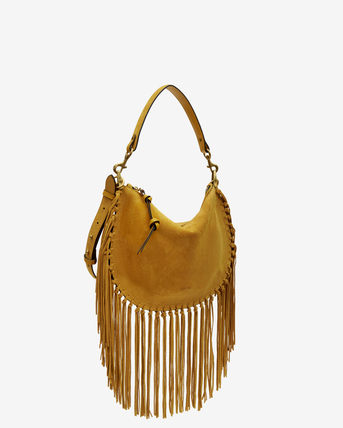 Oskan hobo zip fringed suede calfskin leather handbag - Saffron - Woman - 4
