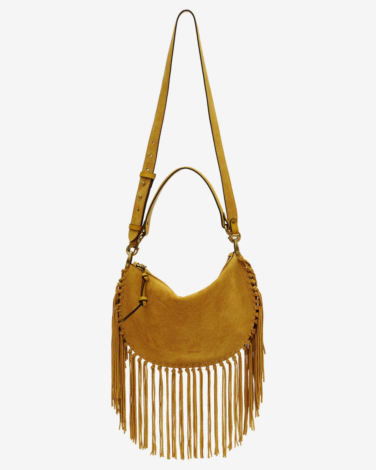 Oskan hobo zip fringed suede calfskin leather handbag - Saffron - Woman - 5