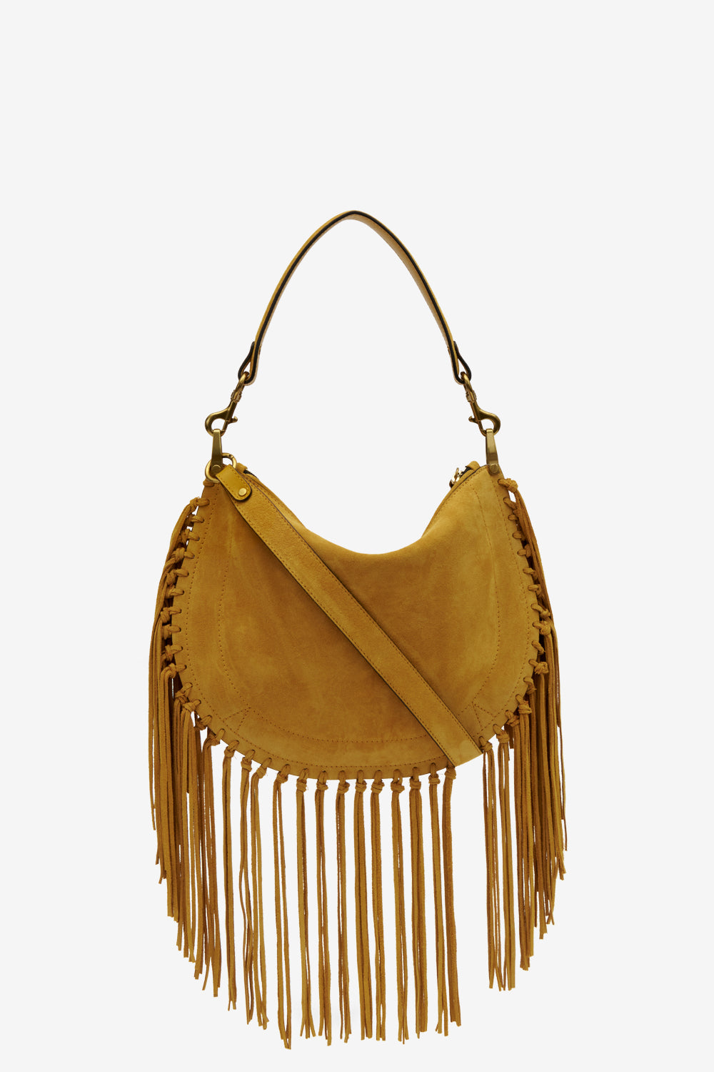Oskan hobo zip fringed suede calfskin leather handbag - Saffron - Woman - 3