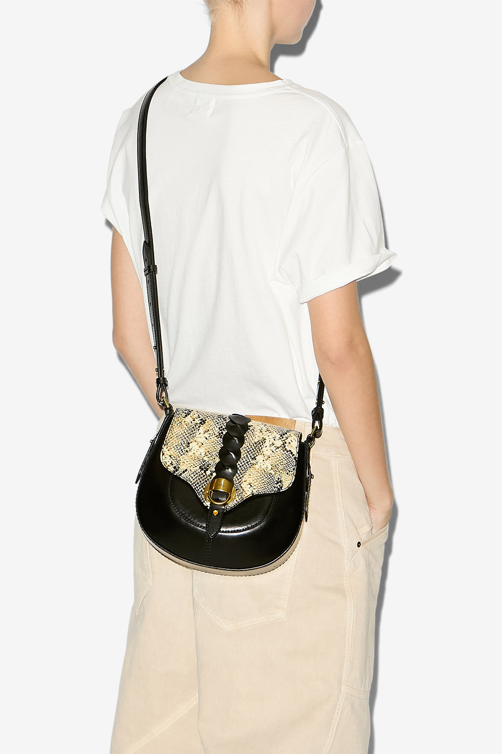 Altay 가죽 스몰 숄더백 - Black-beige - Woman - 2