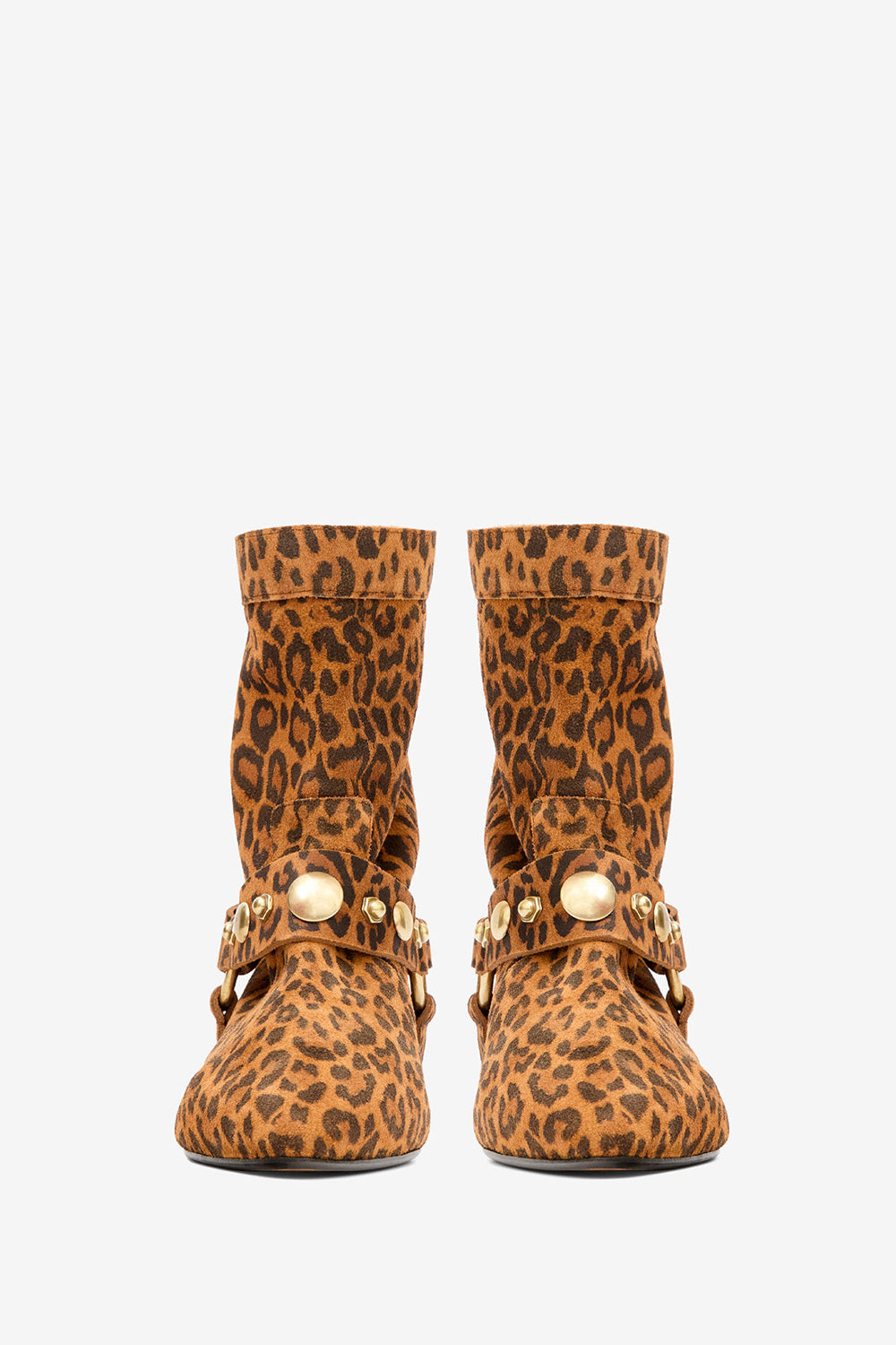 Stania printed flat-heeled suede calfskin leather boots - Leopard - Woman - 4