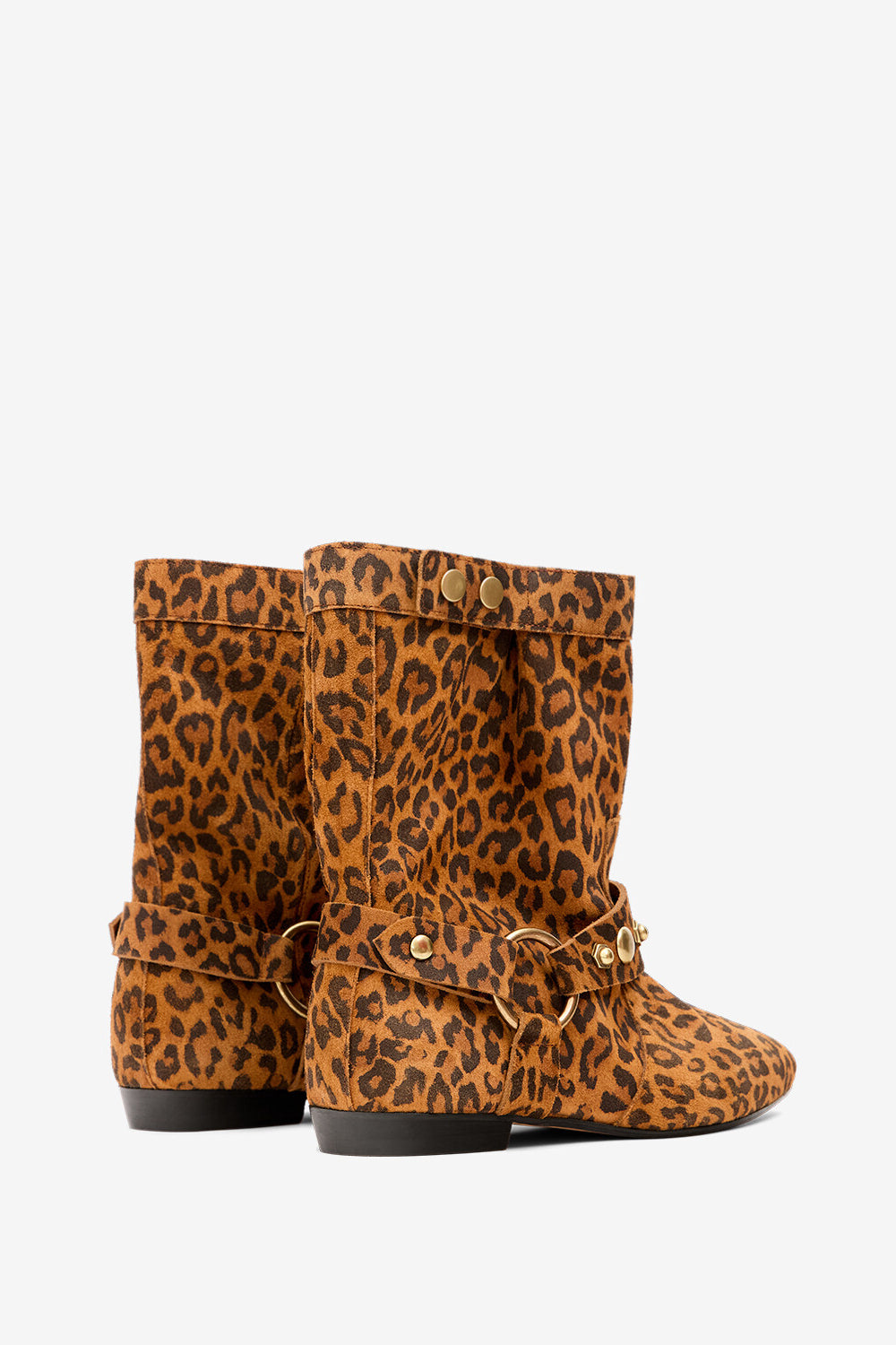 Stania printed flat-heeled suede calfskin leather boots - Leopard - Woman - 2
