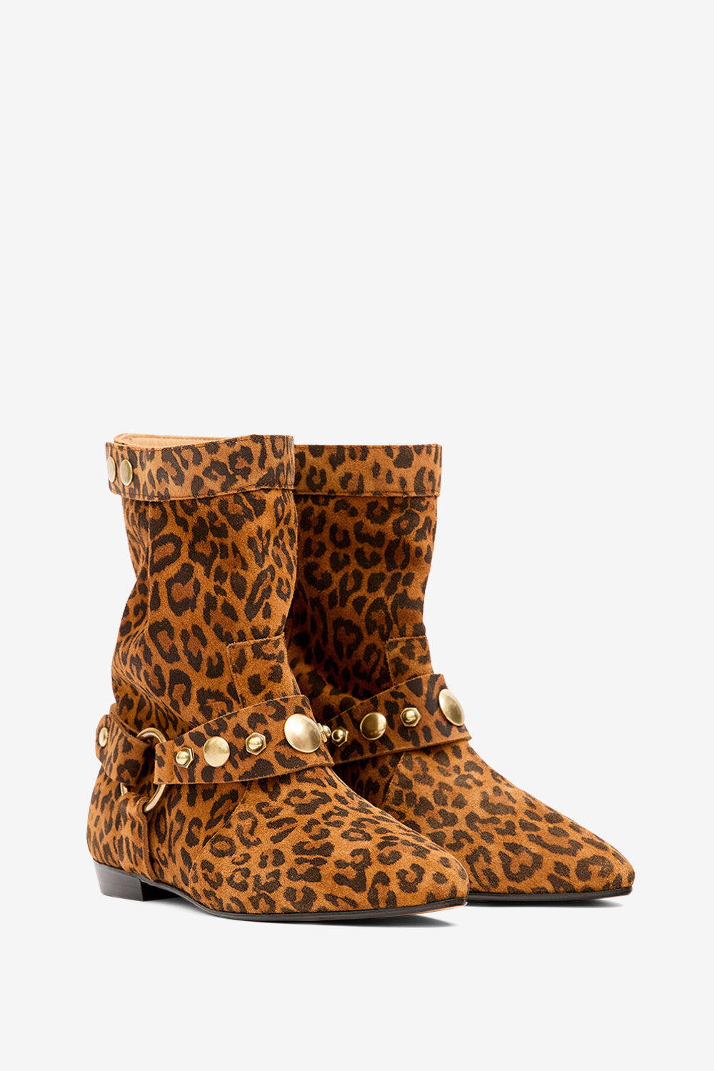 Stania printed flat-heeled suede calfskin leather boots - Leopard - Woman - 3