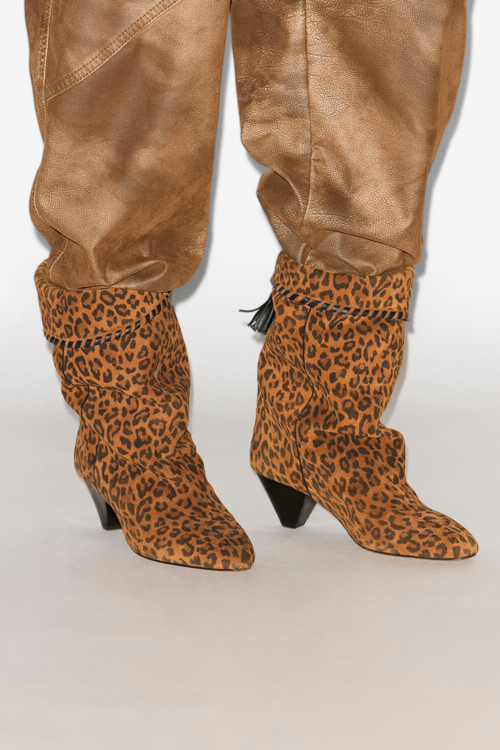 Dalby draped suede leather boots - Leopard - Woman - 5