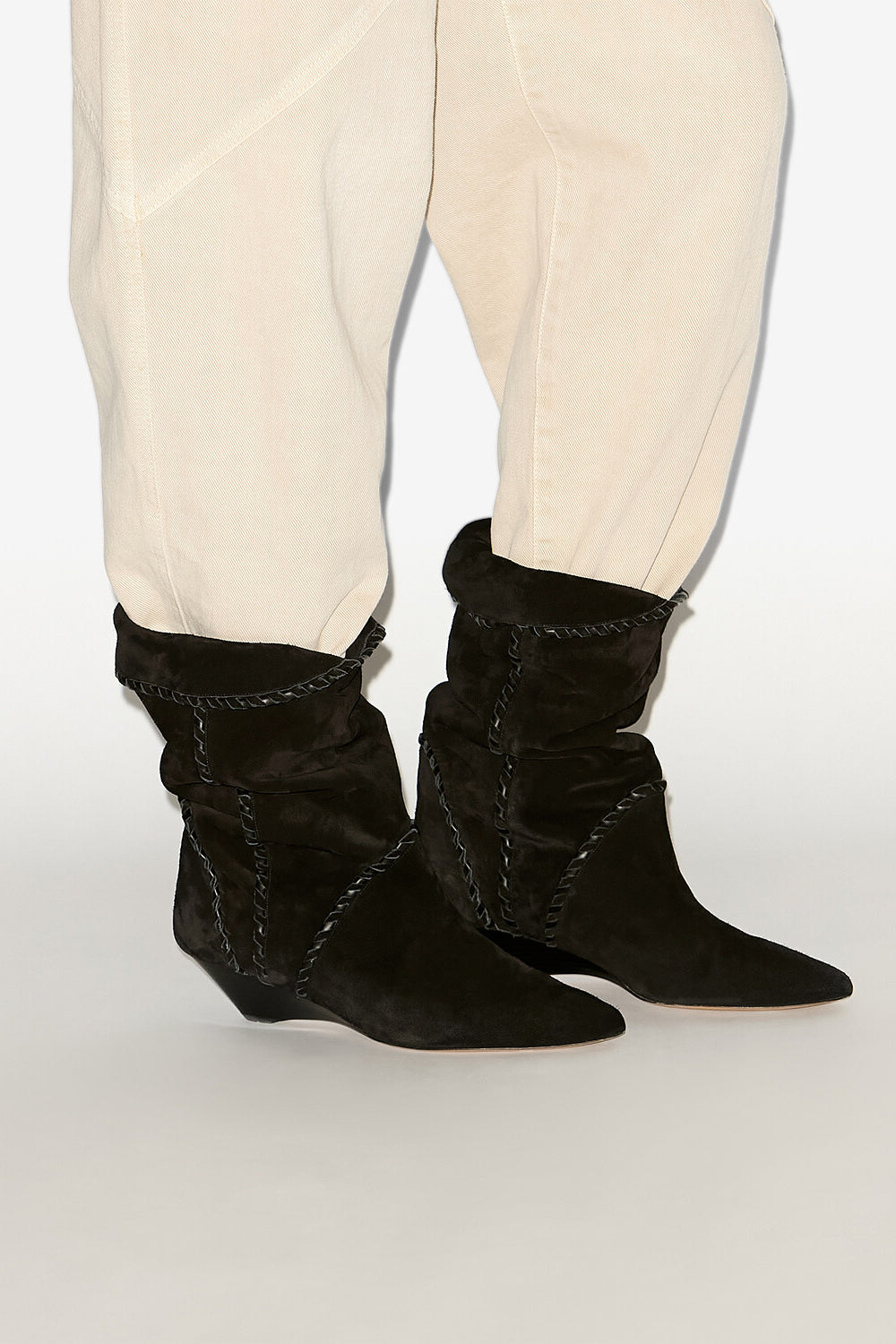 Botas bajas edoa de ante de piel de becerro - Negro - Woman - 5