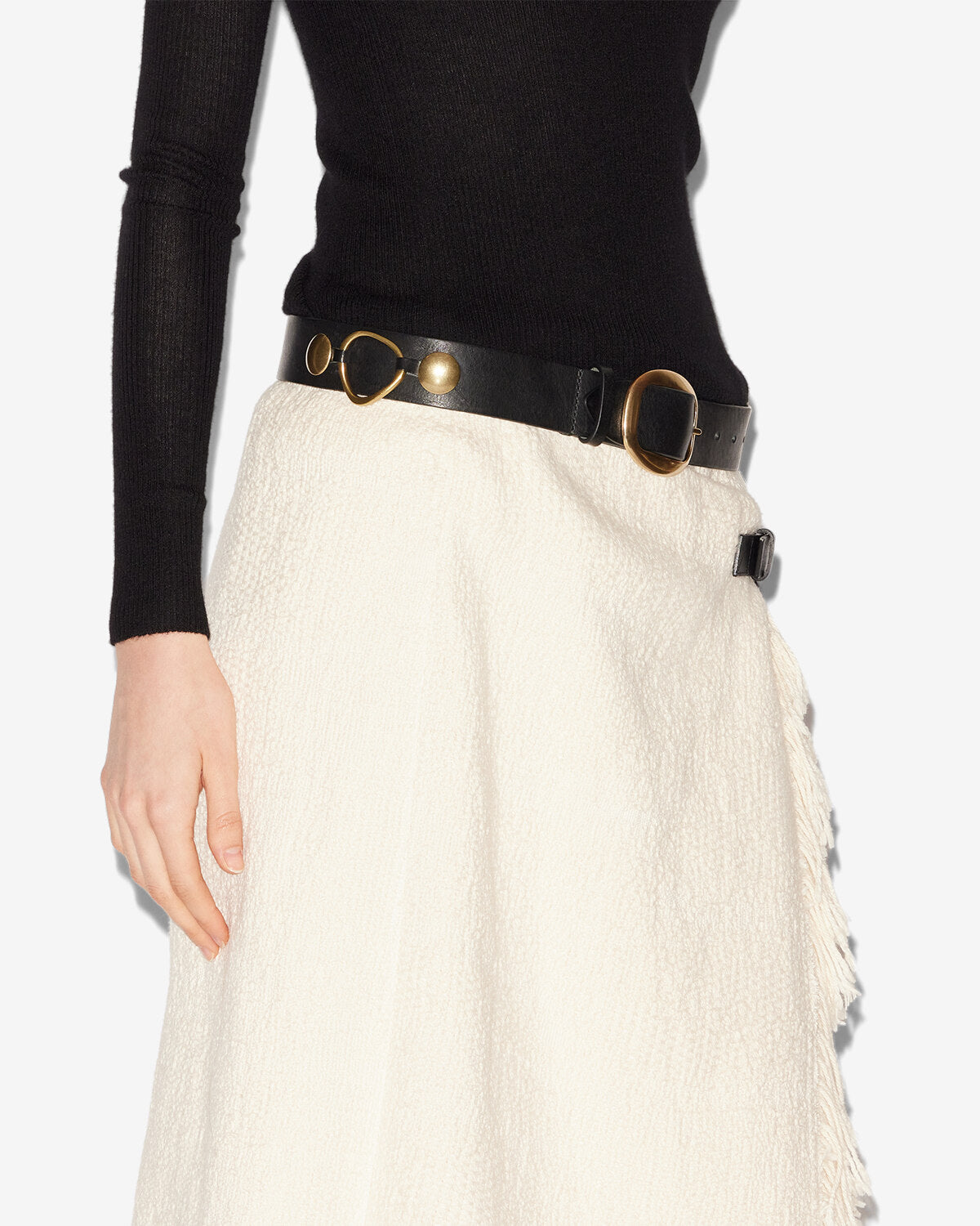 Ceinture dara en cuir et métal - Noir - Woman - 4