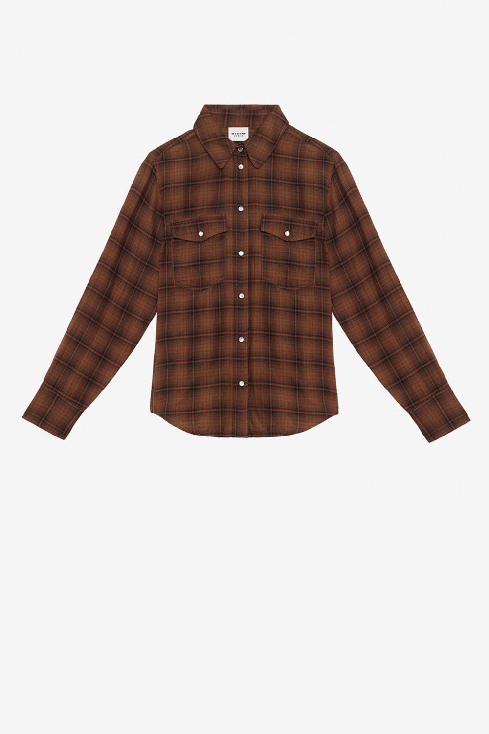 Yalisa checkered cotton shirt - Dark bronze - Woman - 1