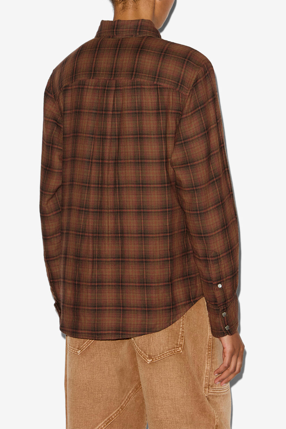 Yalisa checkered cotton shirt - Dark bronze - Woman - 5