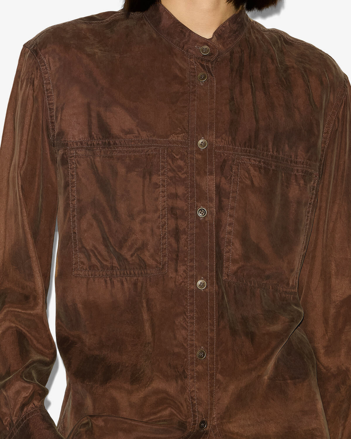 Camisa zetta de satén lavado - Tabacco - Woman - 2