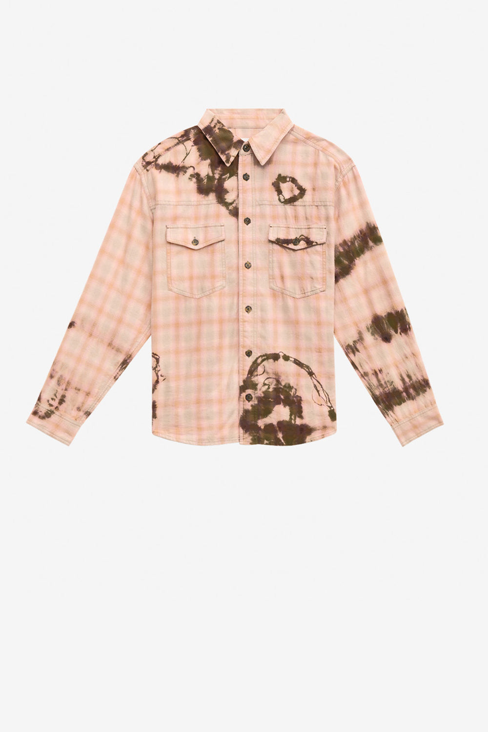 Hemd suli mit karos und tie-dye - Faded peach - Man - 1