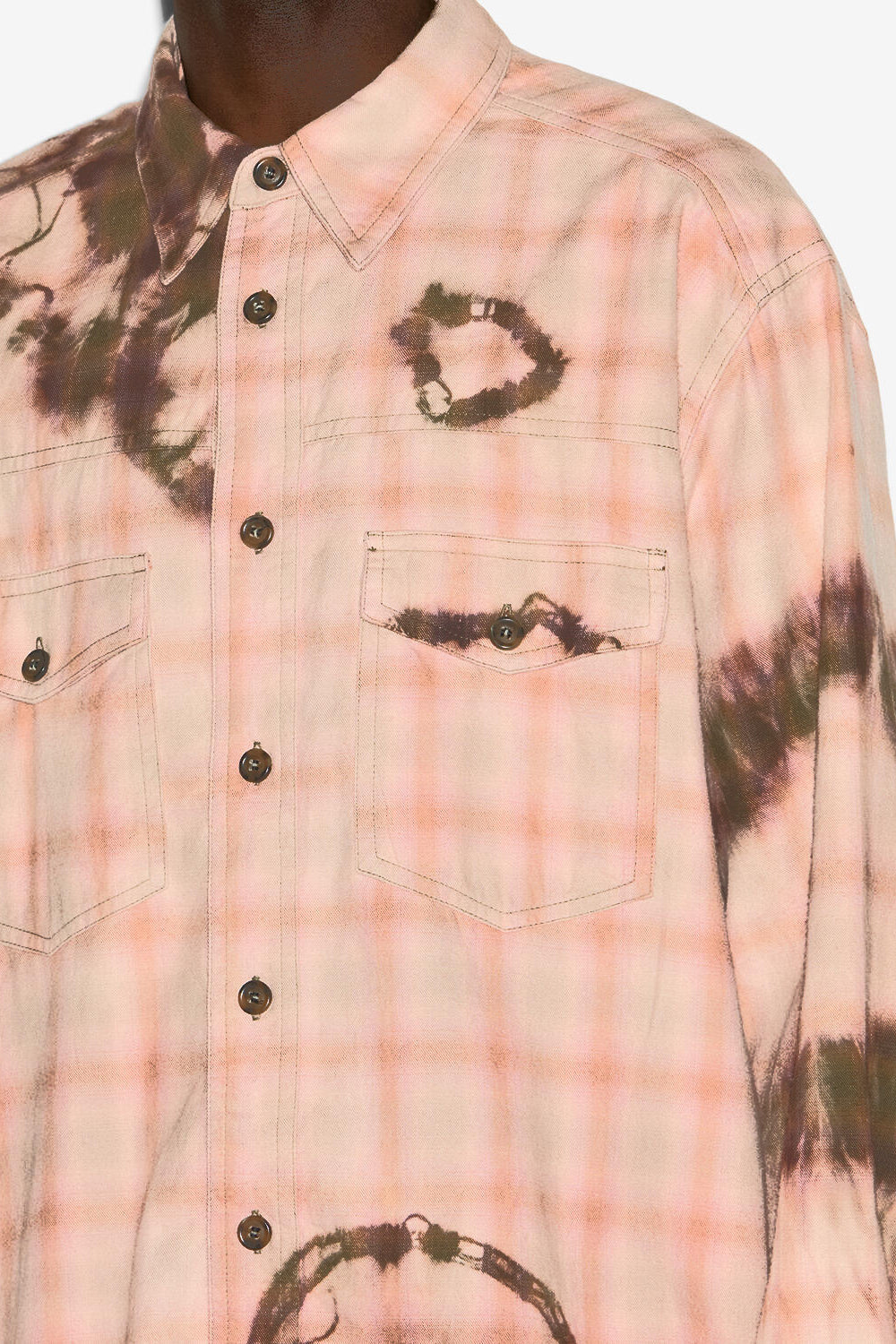 Hemd suli mit karos und tie-dye - Faded peach - Man - 3