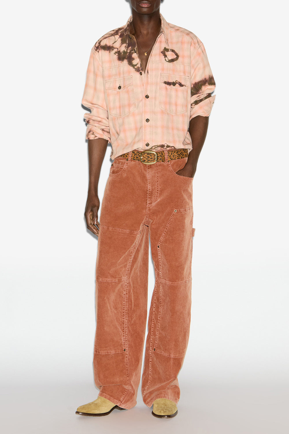 Hemd suli mit karos und tie-dye - Faded peach - Man - 2