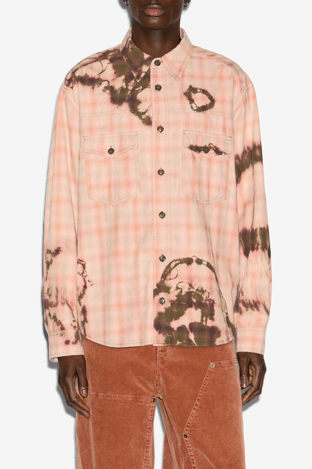Hemd suli mit karos und tie-dye - Faded peach - Man - 4
