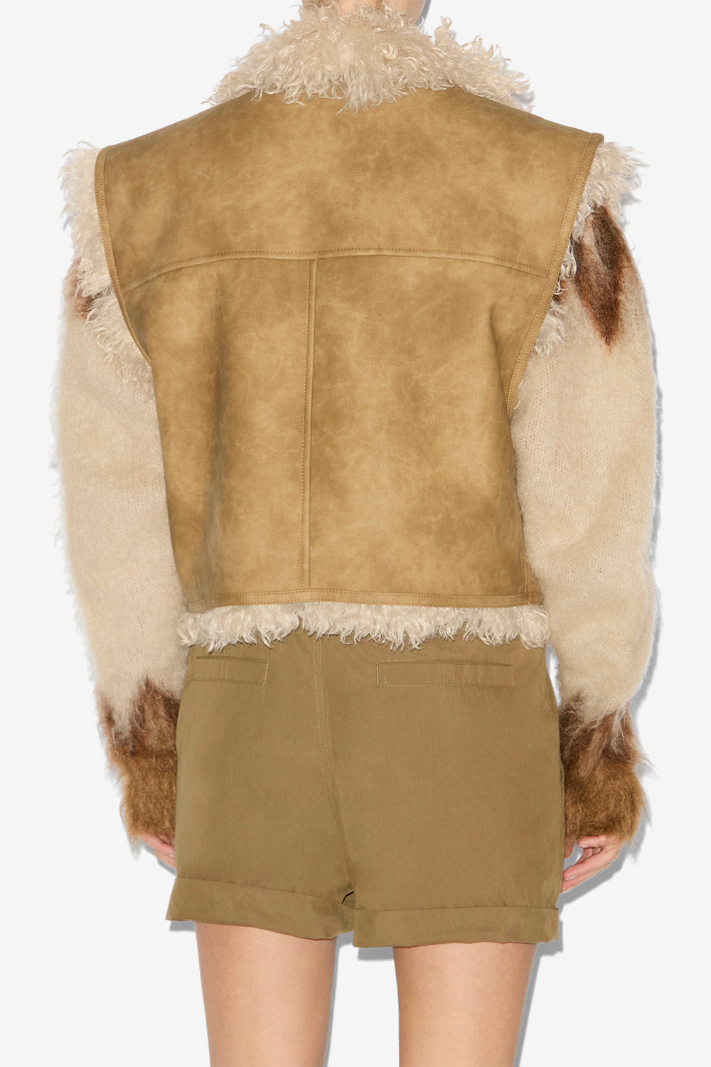 Chaleco clara sin mangas de piel de oveja sintética vuelta - Taupe - Woman - 5