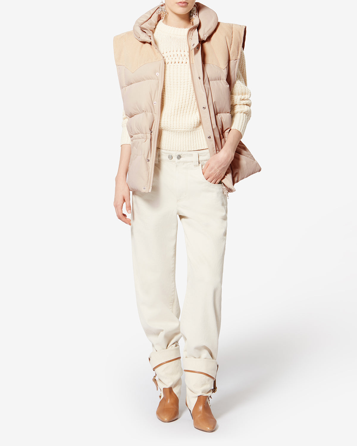 Olfa quilted vest - Ecru - Woman - 1