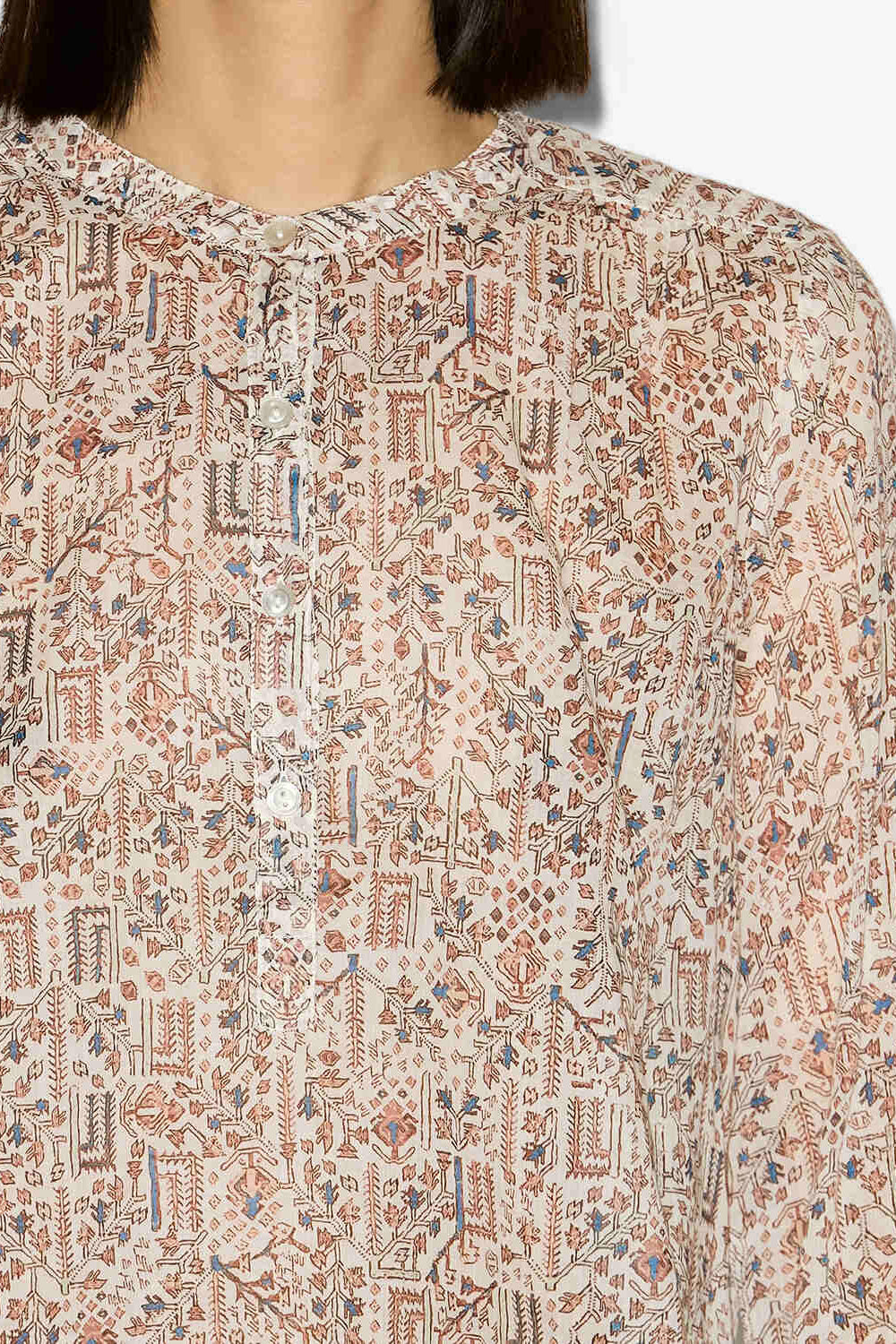 Maria printed cotton voile blouse - Ecru - Woman - 3