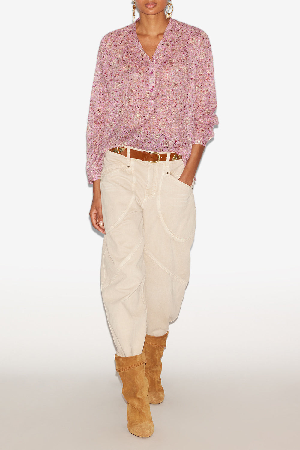 Bluse maria aus bedrucktem baumwollvoile - Rosa - Woman - 2