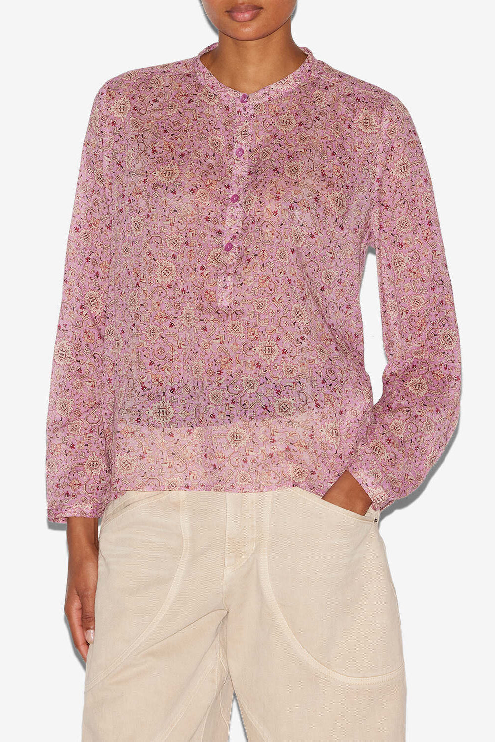 Bluse maria aus bedrucktem baumwollvoile - Rosa - Woman - 4