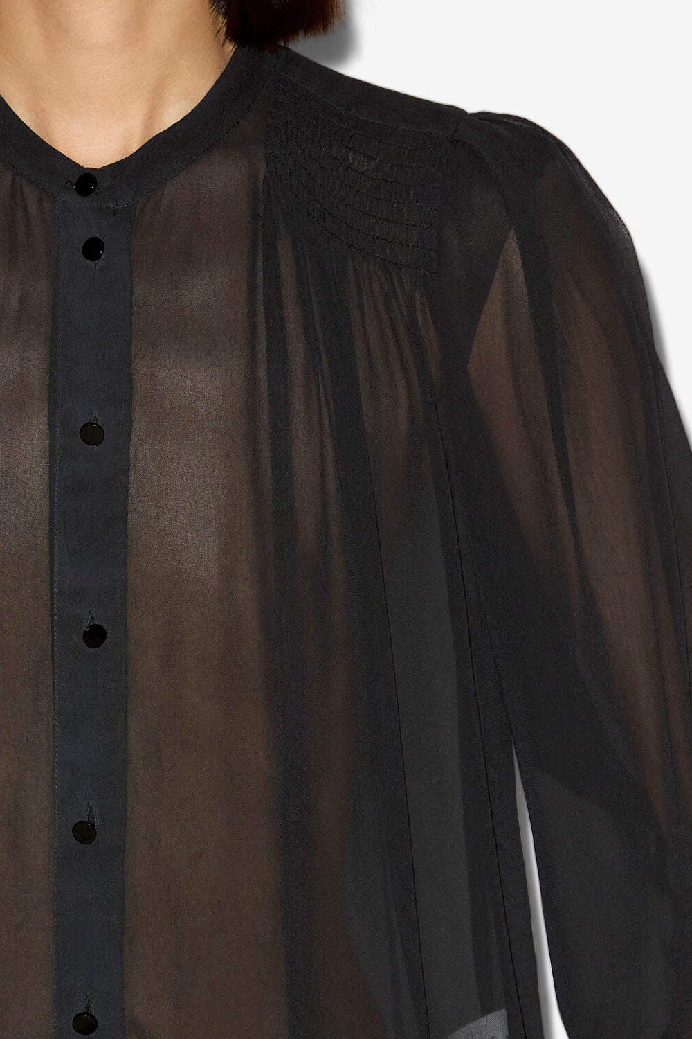 Bluse noeline aus bedrucktem crêpestoff - Schwarz - Woman - 3