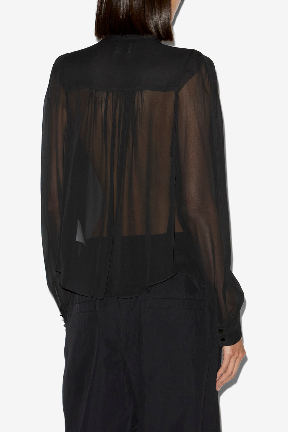 Bluse noeline aus bedrucktem crêpestoff - Schwarz - Woman - 5