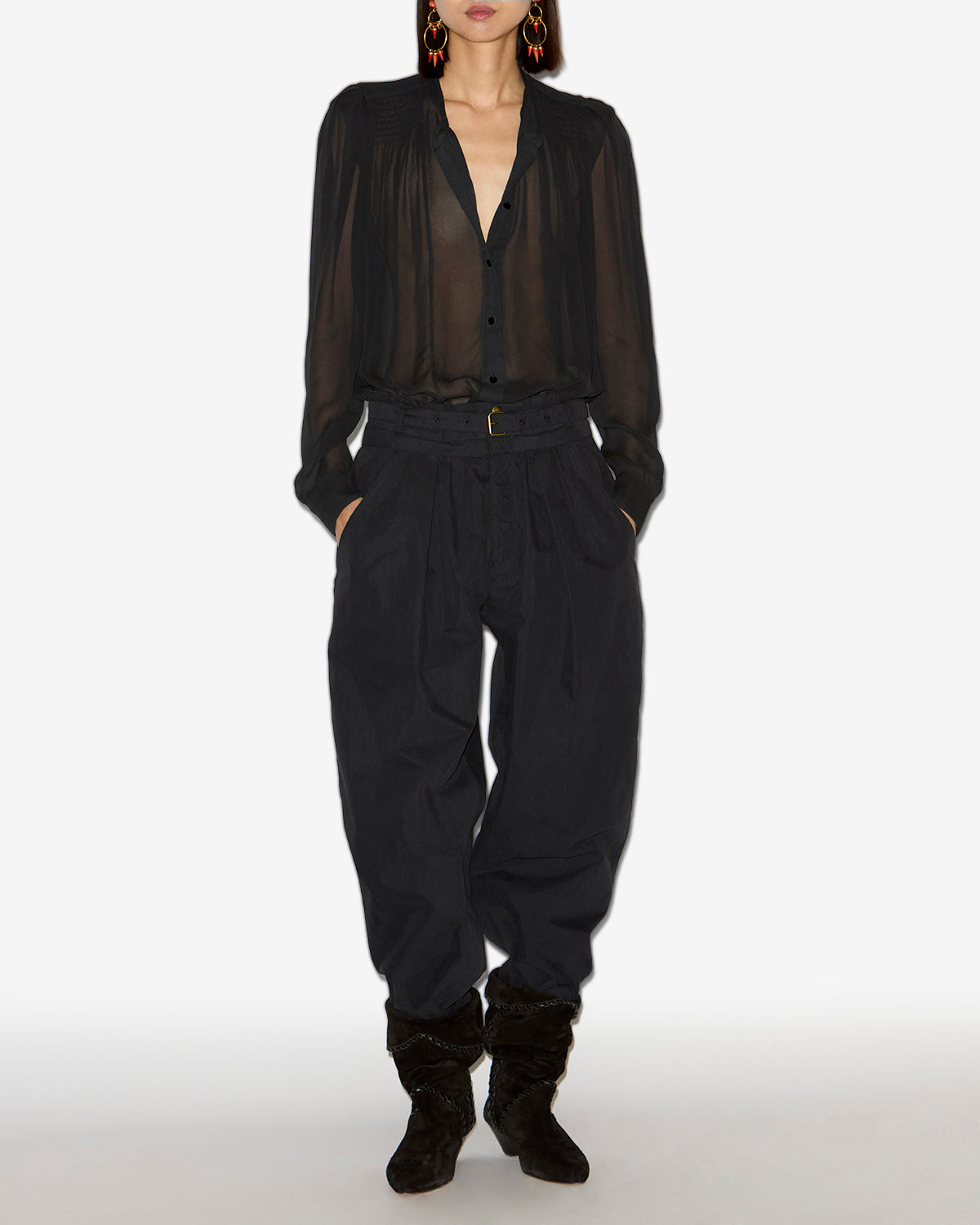 Blusa noeline en crepé estampado - Negro - Woman - 1
