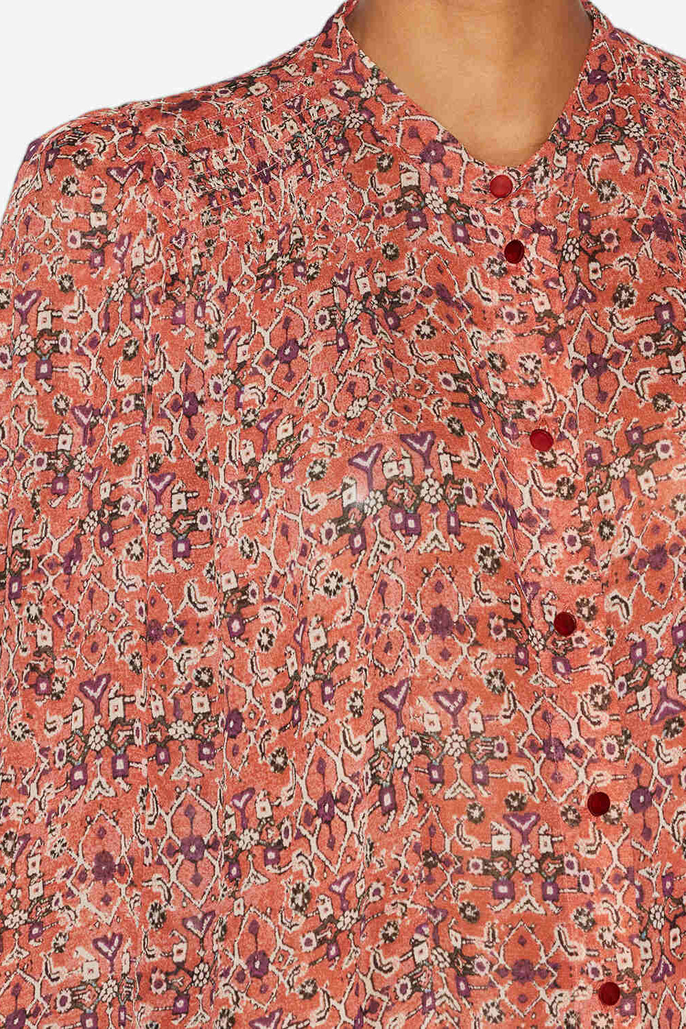 Bluse noeline aus bedrucktem crêpestoff - Orange - Woman - 3