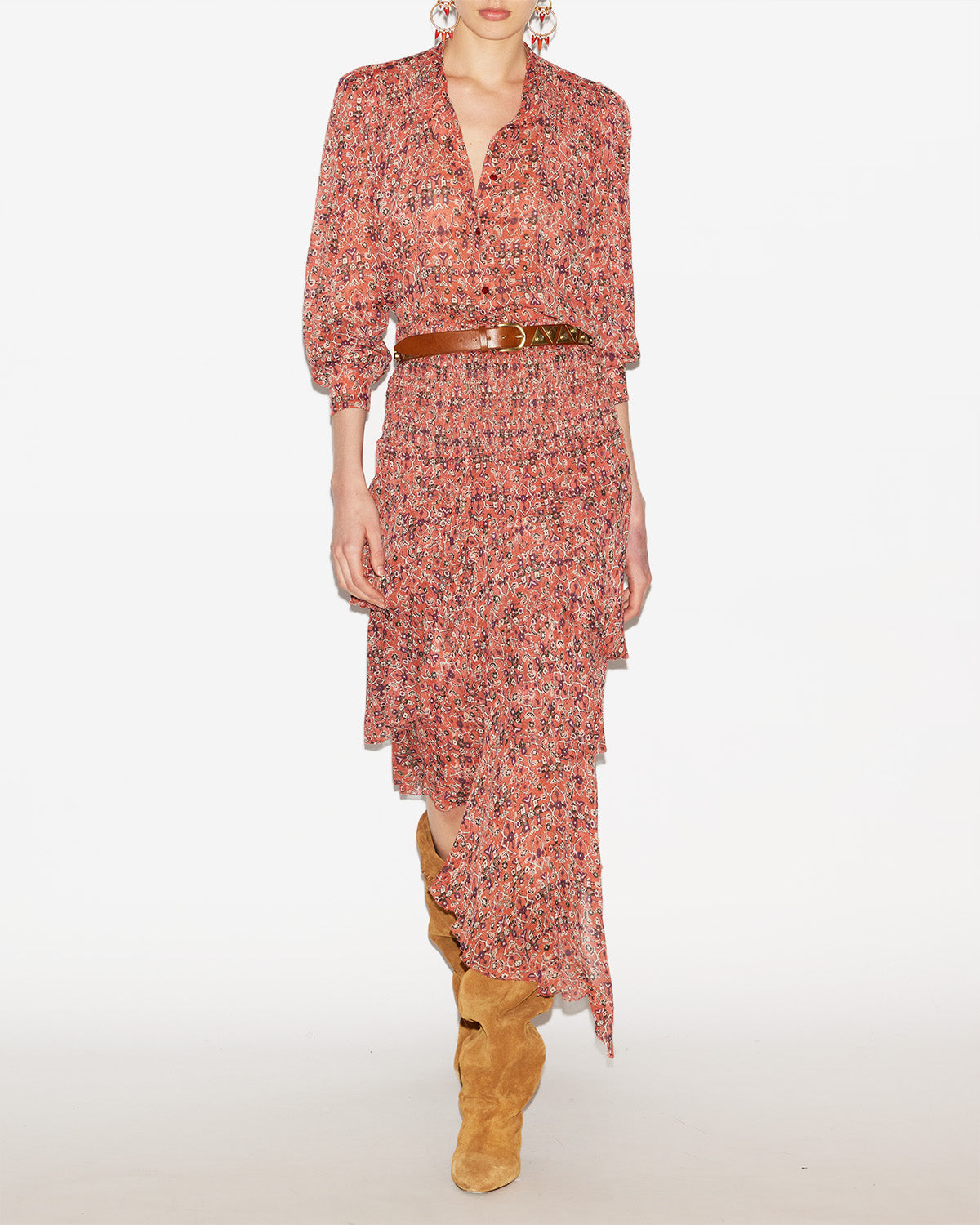 Blusa noeline en crepé estampado - Naranja - Woman - 1